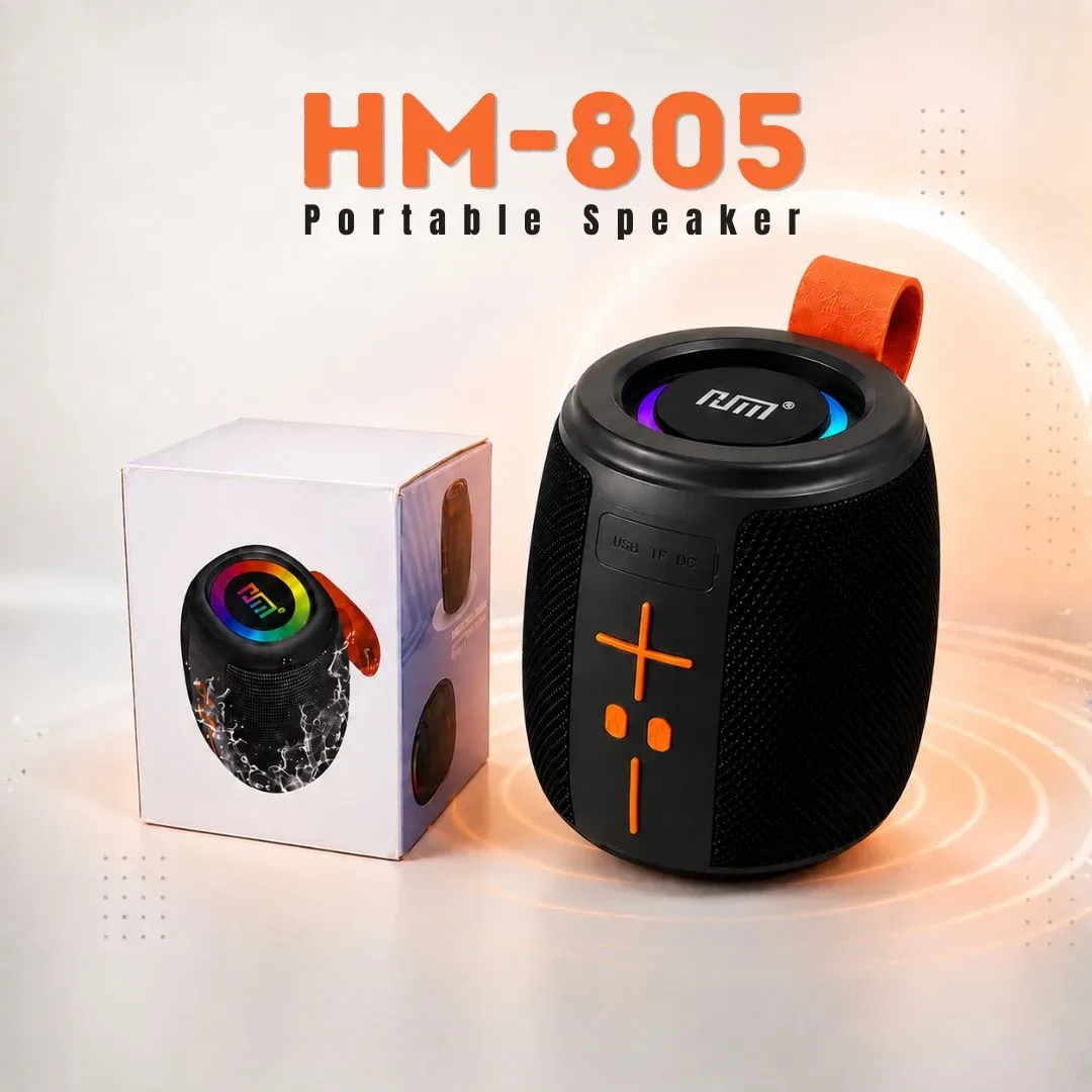 HM-805 পোর্টেবল ব্লুটুথ স্পিকার – RGB লাইট ও ক্রিস্টাল ক্লিয়ার সাউন্ড (100% Authentic)
